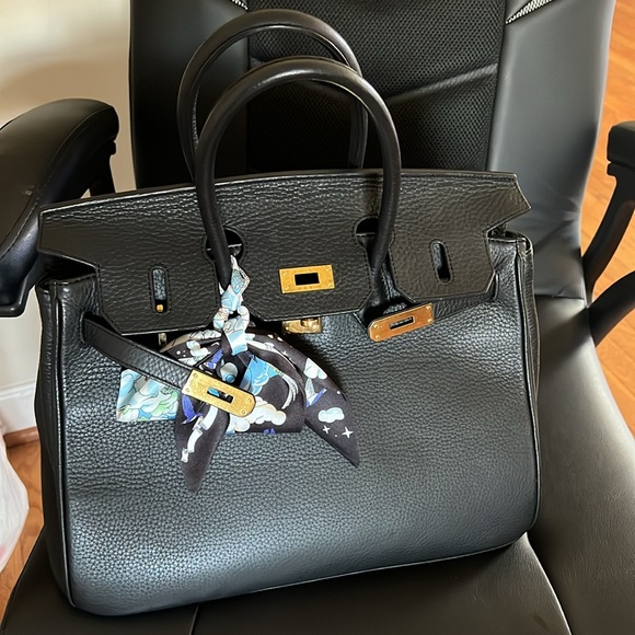 Persoge Handbags - Italy leather Handbag Padlock Key Charm with Storage Bag Black Good Condition